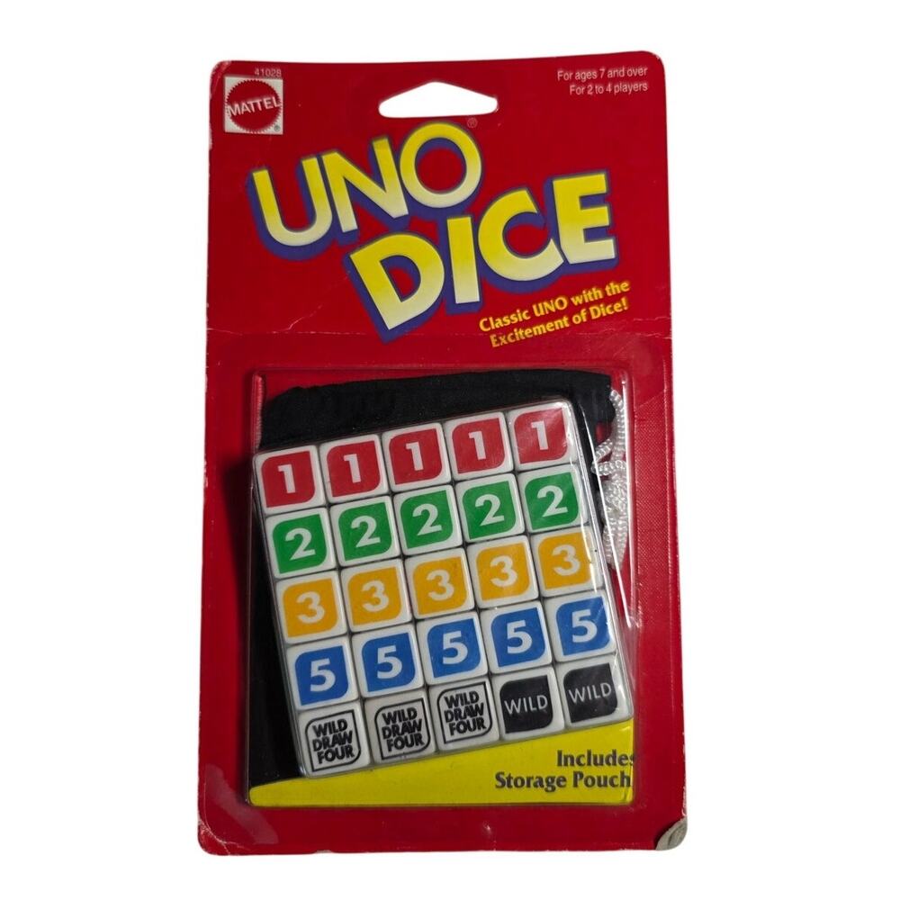 NEW Vintage 1996 Matel UNO Dice Game Storage Pouch Family Fun Kids Multi Player